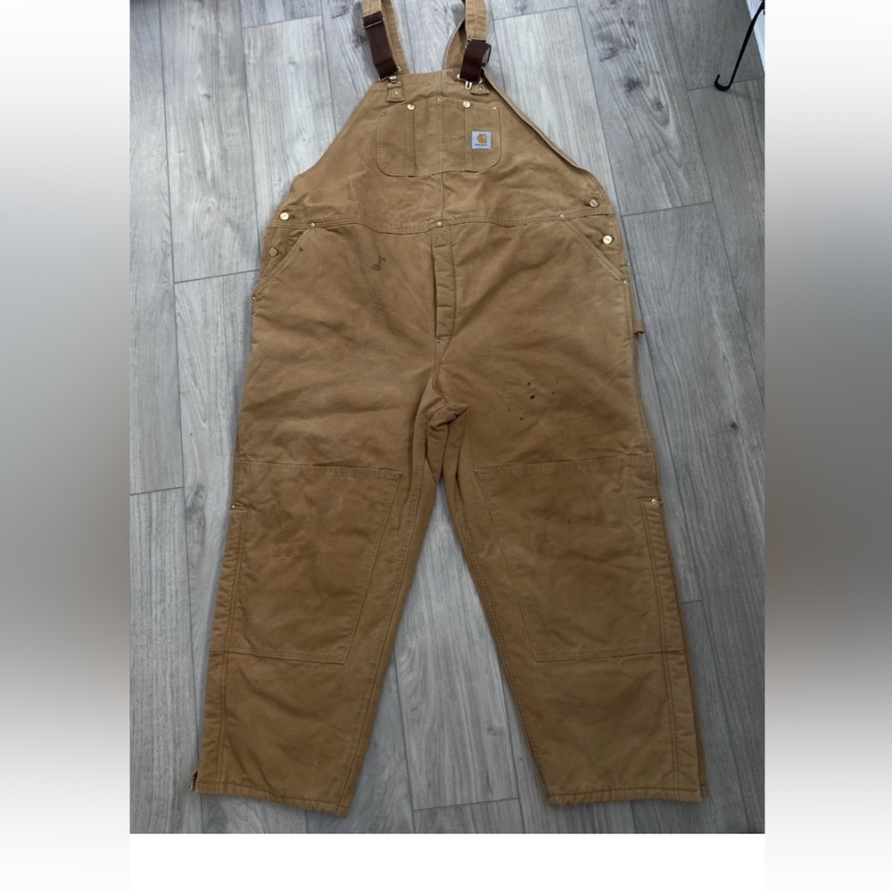 CARHARTT Brown, Bib‎ Overalls Lined  Workwear, Men’s Long Overalls, - Picture 2 of 16